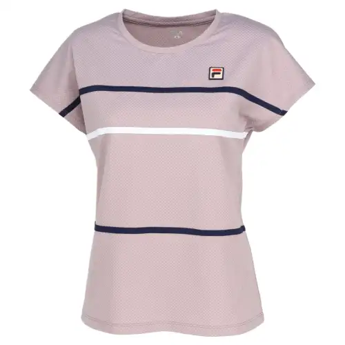FILA T Shirts Unisex Beige Crew Neck Moderate Straight Fit