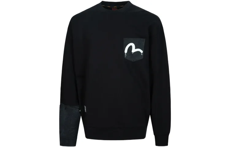 EVISU Sweatshirts Men's Black Crew Neck Moderate Regular