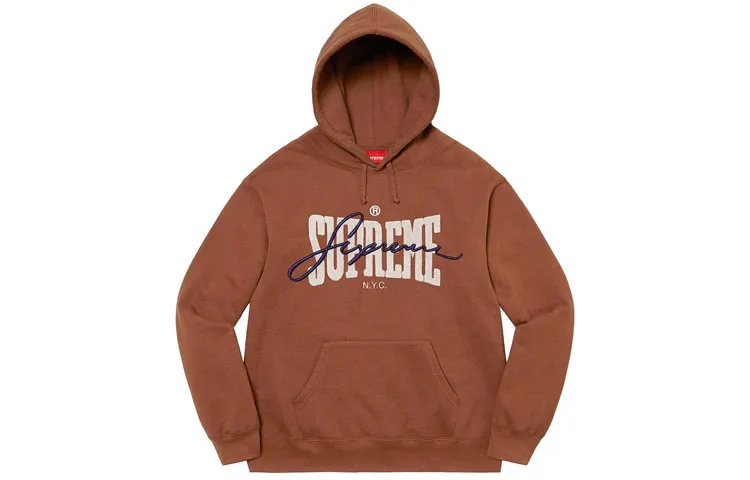 Supreme "SS 22 Dark Teal" chenille-embroidered hoodie