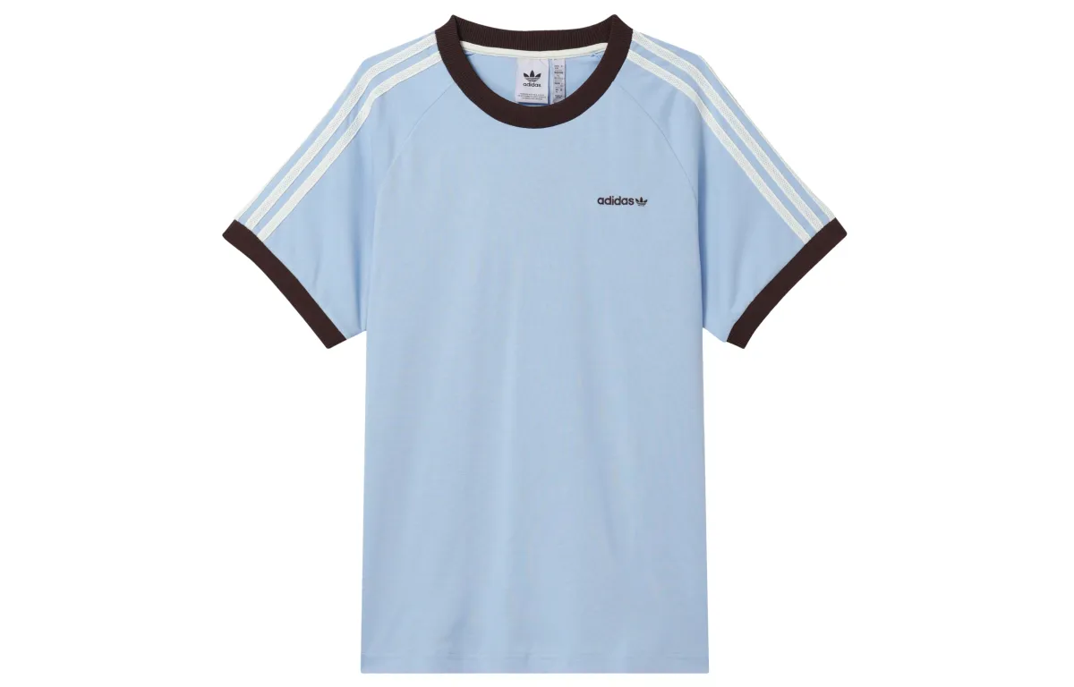 Adidas Originals 3 Stripes T Shirt Men's Pink Blue