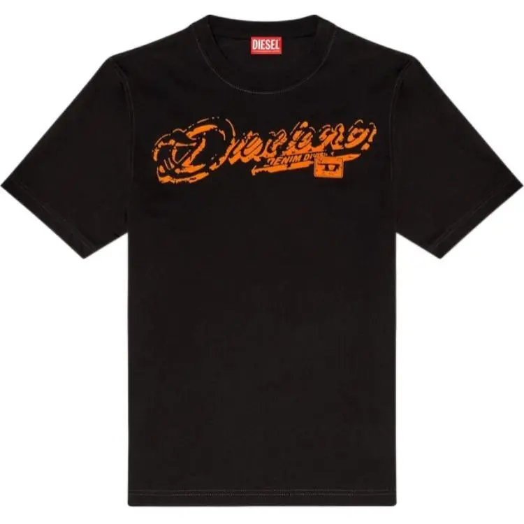 DIESEL Distressed Flocked Logo T Shirt