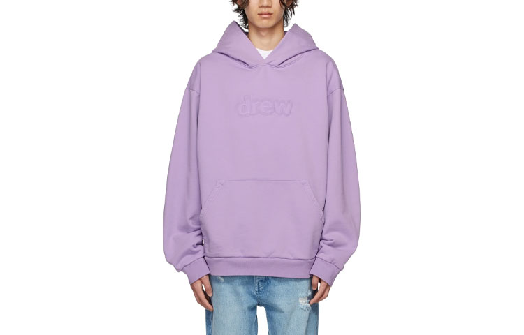 Drew house Letter Logo Series Sweatshirts Unisex Purple Hooded Moderate Regular