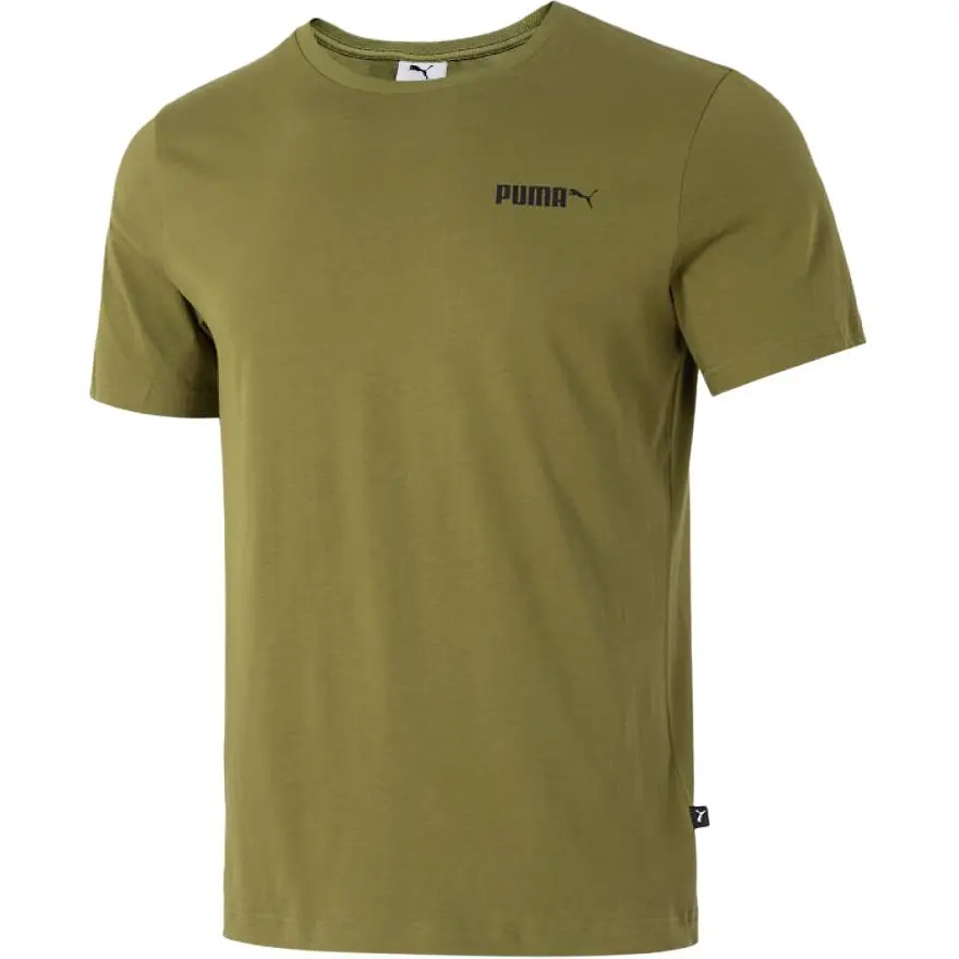 PUMA T-Shirts Men's Olive Green Crew Neck Moderate