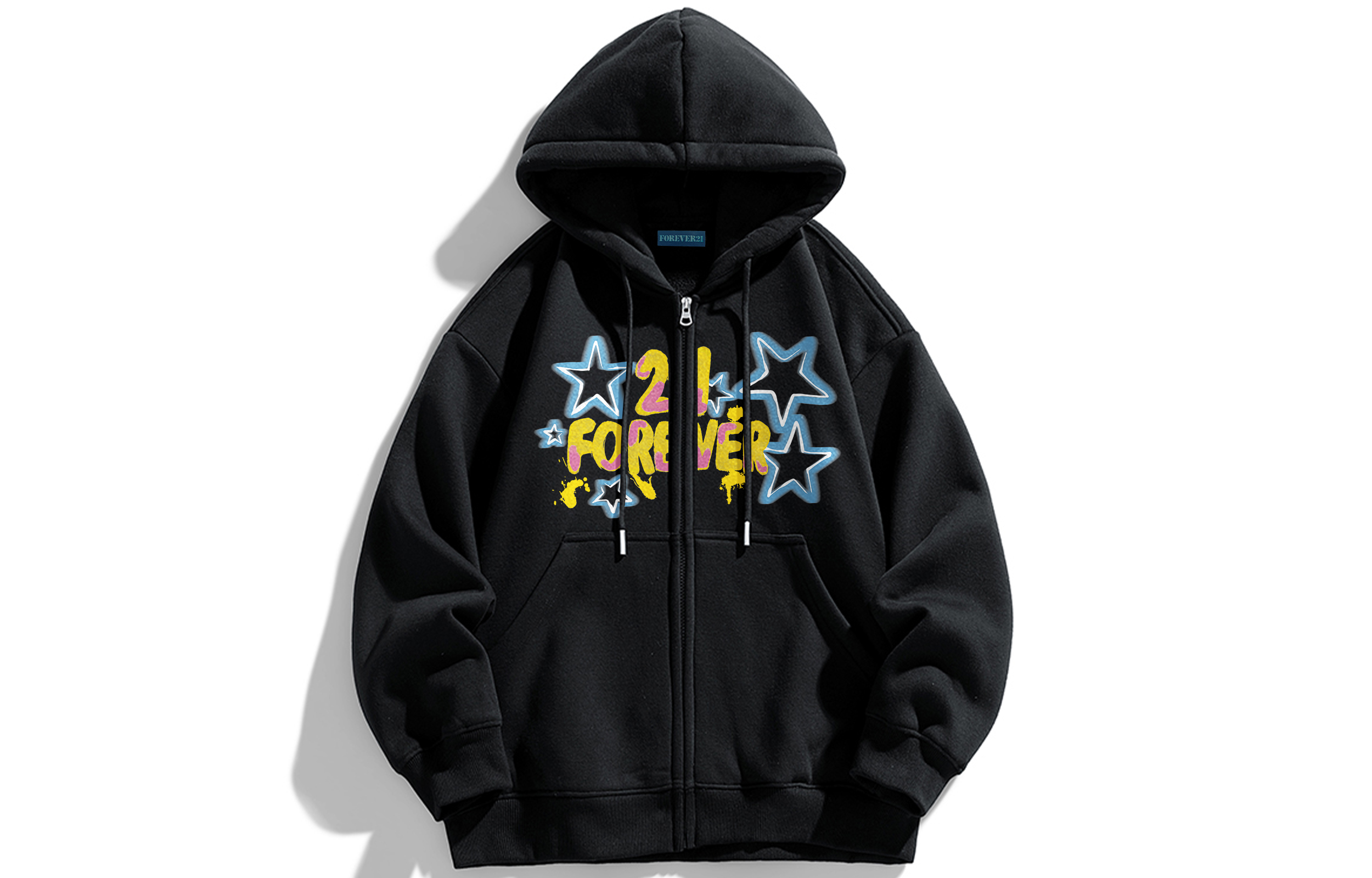FOREVER 21 【звездный сериал】звездные граффити слово Мать логотип печать свободно для влюбленной пары капюшон кардиган куртка толстовка мужские и женские фасон унисекс