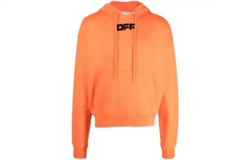 OFF-WHITE logo-print drawstring cotton hoodie