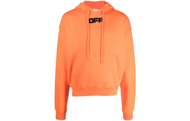 OFF-WHITE logo-print drawstring cotton hoodie