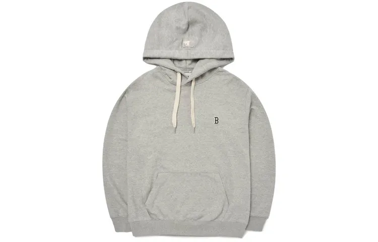 MLB Sweatshirts Unisex Gray Hooded (Non-detachable) Moderate Straight Fit