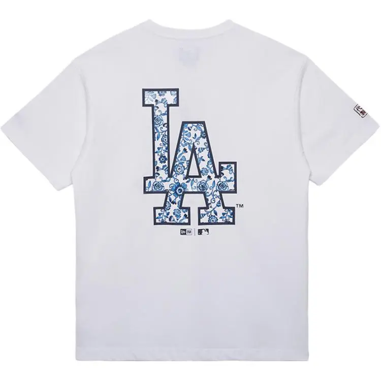 New Era x MLB Blue And White Porcelain Collection T Shirt Couple, Trendy And Versatile Unisex Gift Box Set Included