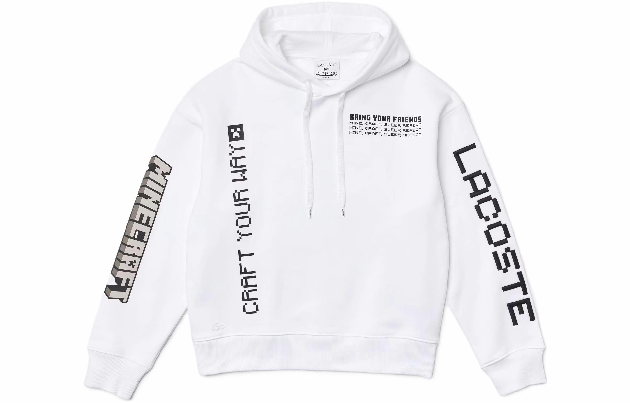 Мужское худи LACOSTE x Minecraft (белое)