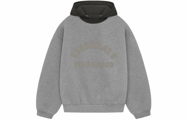 Мужское худи Fear Fear of God Essentials SS24 Nylon Fleece Hoodie (темно-пшеничное серое)