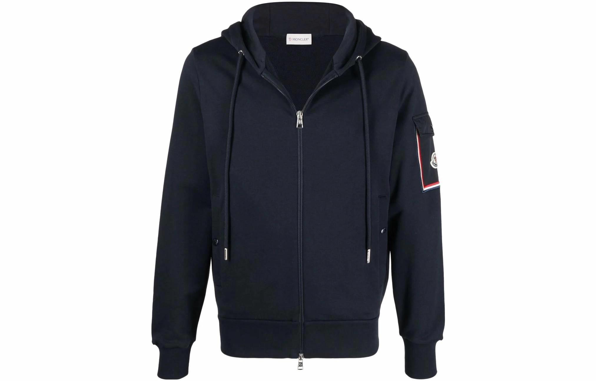 Мужское худи Moncler на молнии (синее)