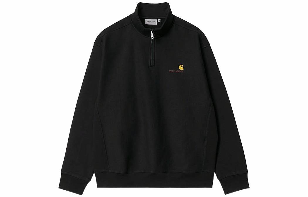 Мужское худи Carhartt WIP FW24 Half Zip American Script (черное)