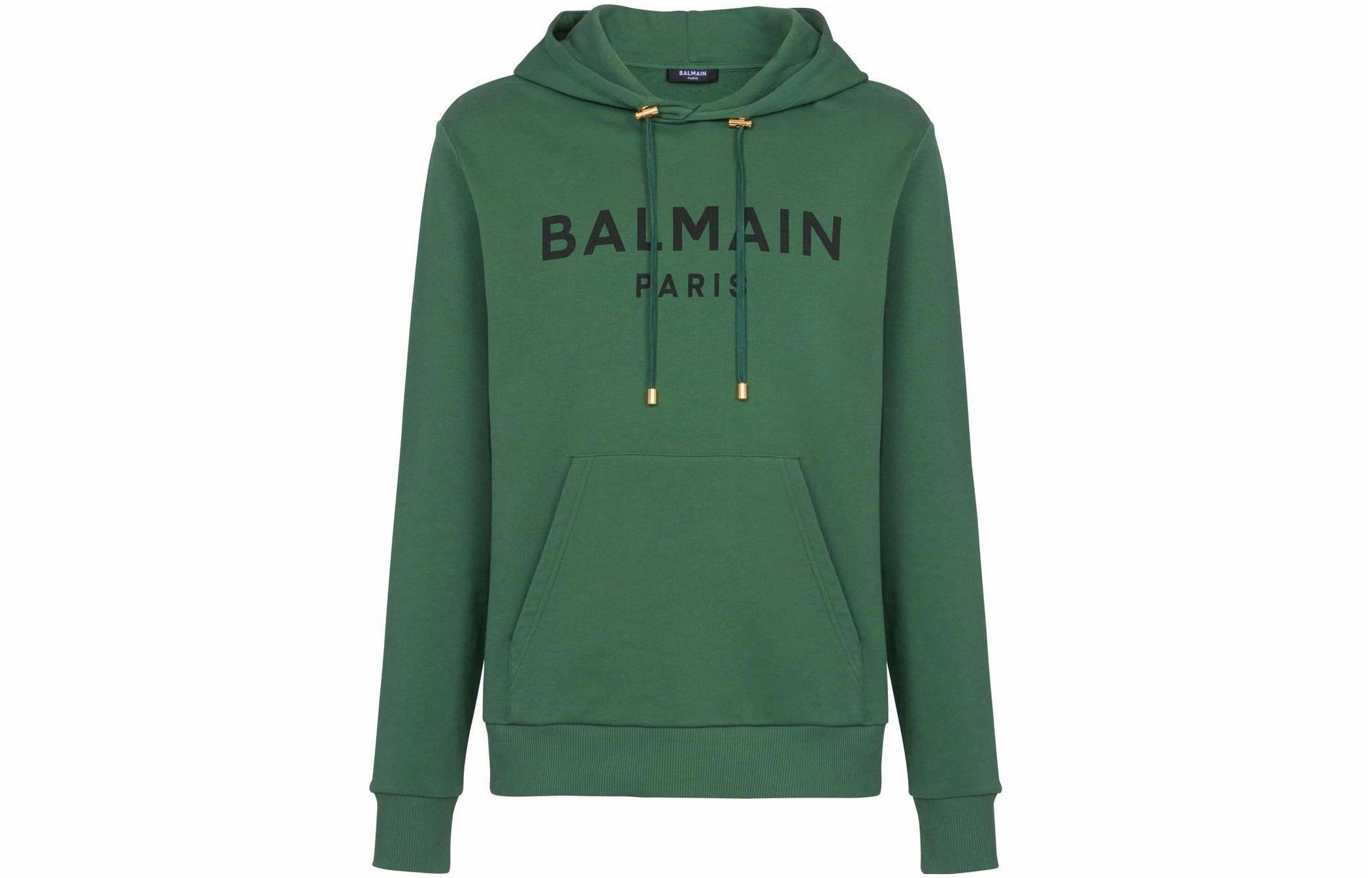 Мужское худи BALMAIN FW22 Logo (зеленое)