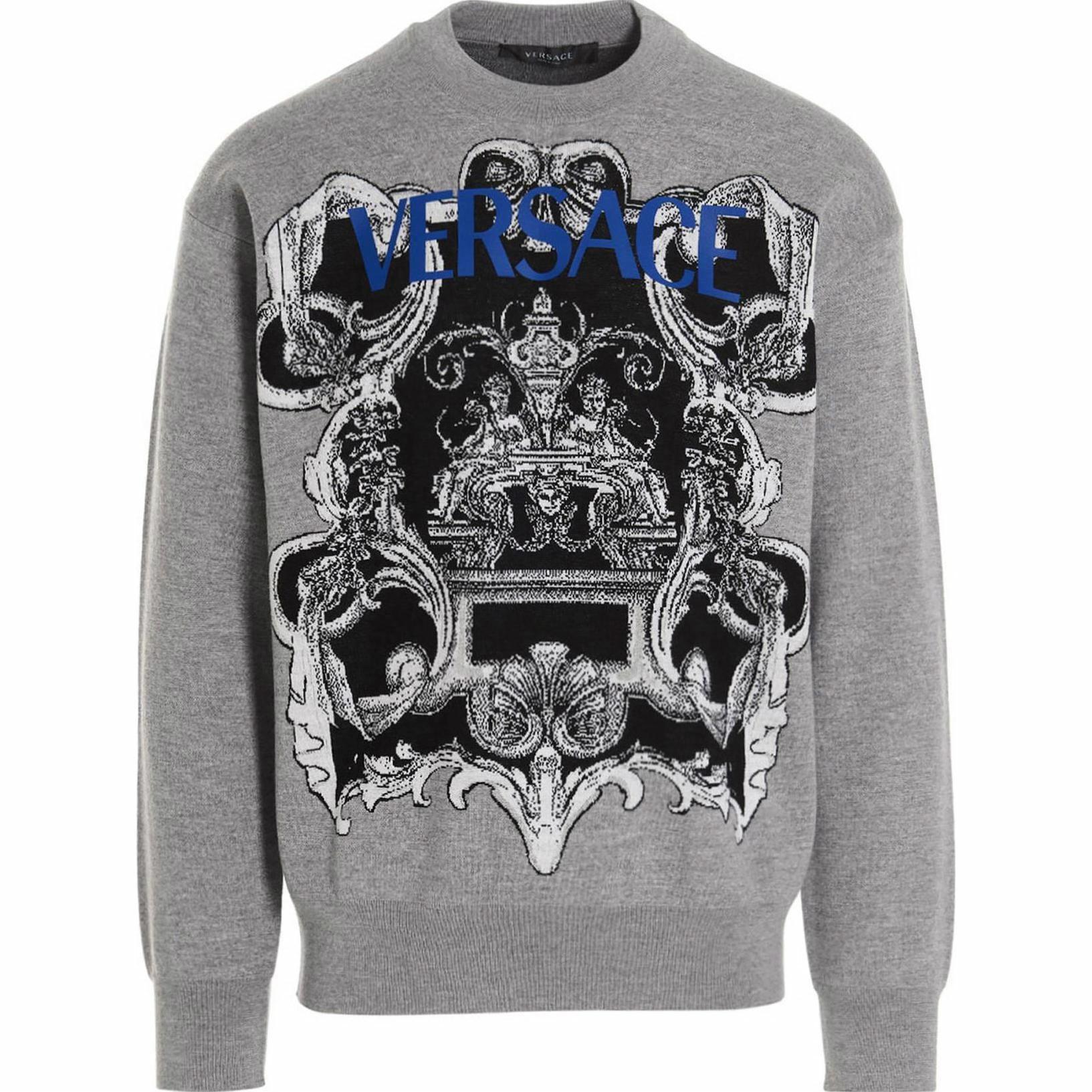 Мужское худи Versace Abstract Pattern (серое)