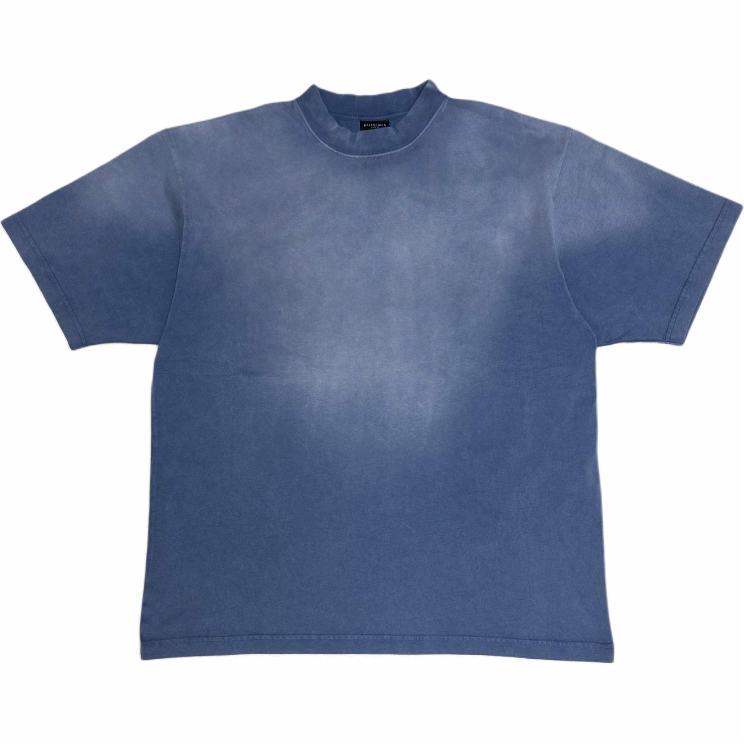 Мужская футболка Balenciaga FW24 Logo (синяя)