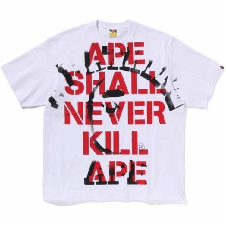 Мужская футболка A BATHING APE с буквенным принтом (черная)