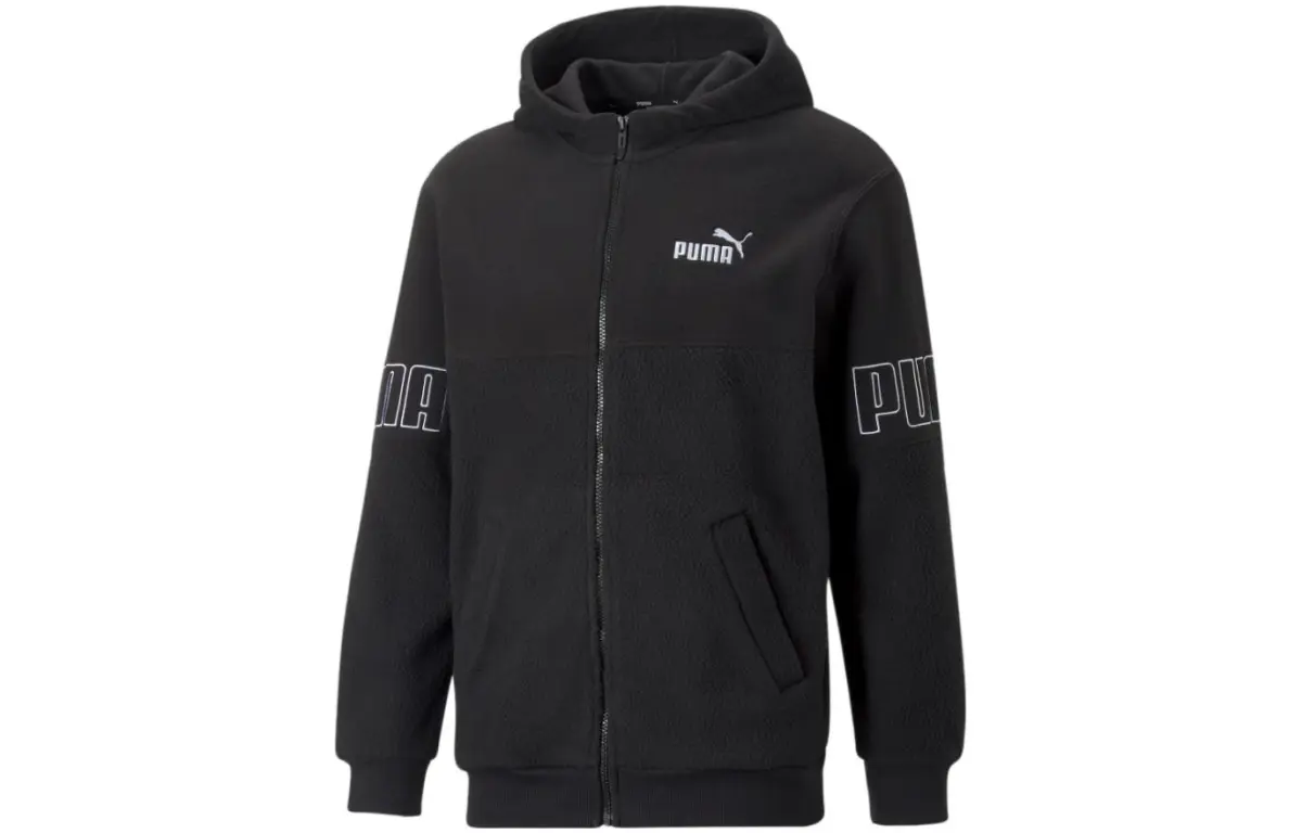 PUMA Sweatshirts Men's Black Hooded Moderate Cardigan