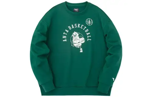 ANTA Sweatshirts Men's Green Crew Neck Moderate Regular