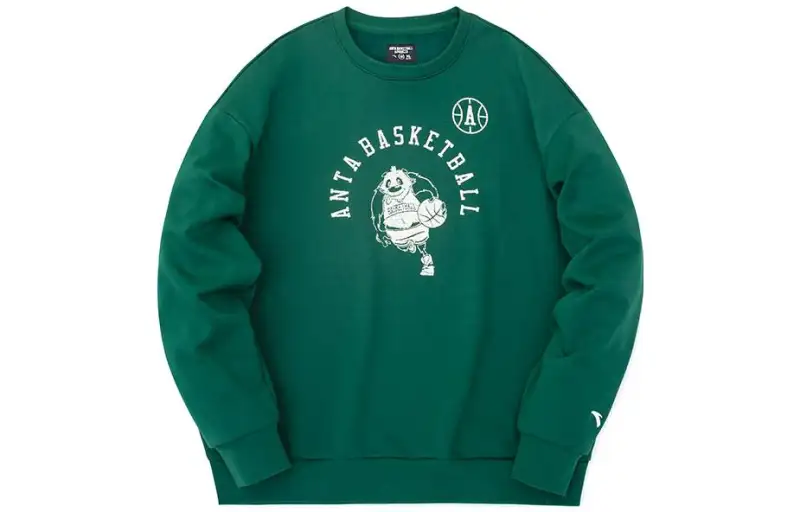 ANTA Sweatshirts Men's Green Crew Neck Moderate Regular