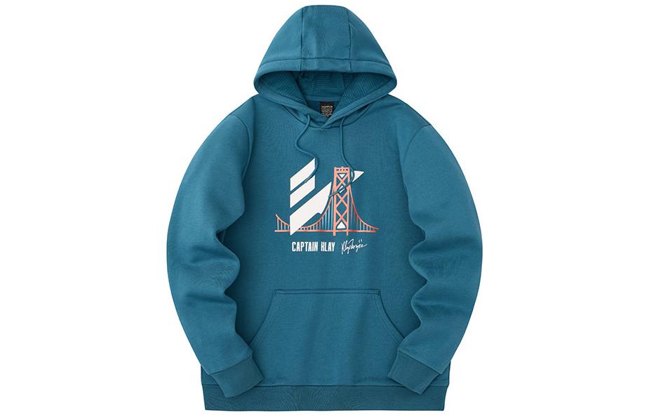 Anta Basketball Series Printed Letters Fleece Hooded Sweatshirt Men's Sailor Blue