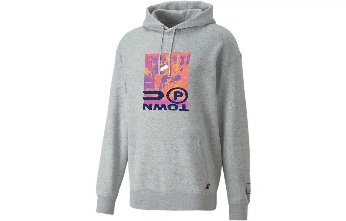 PUMA Sweatshirts Unisex Gray Hooded Moderate Straight Fit