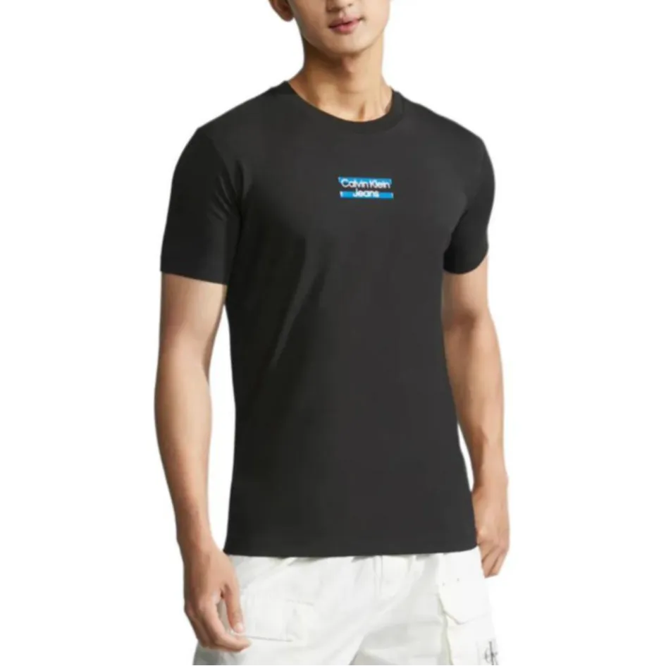 Calvin Klein T-Shirts Men's Black Crew Neck Moderate