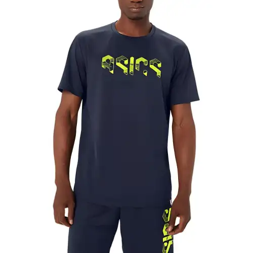 Asics Hex Graphic T Shirt Men's Midnight/Safety Yellow