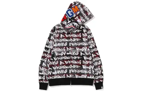 Bape Graffiti Check Shark Full Zip Hoodie