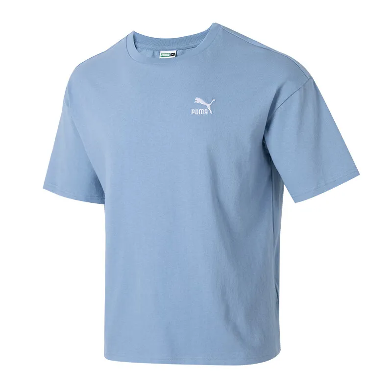 PUMA T-Shirts Unisex Blue Crew Neck Moderate Straight Fit