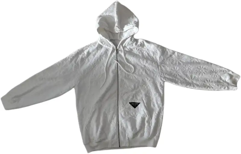 PRADA Sweatshirts Men's White Hooded Moderate Regular