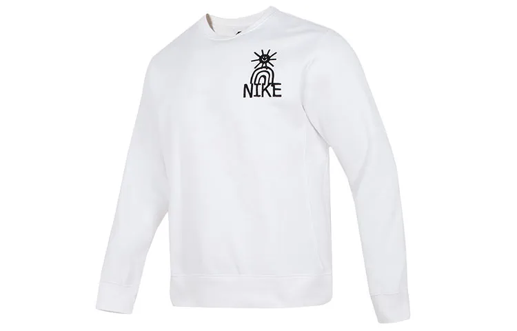 Nike Sweatshirts Men's White Crew Neck Moderate Regular