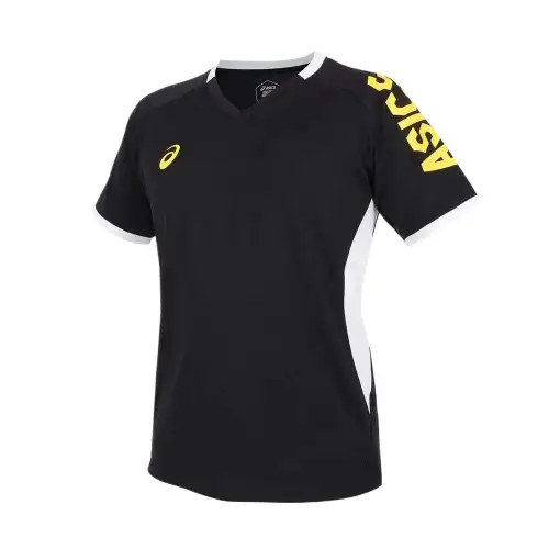 ASICS T Shirts Men's Black V Neck Moderate Straight Fit
