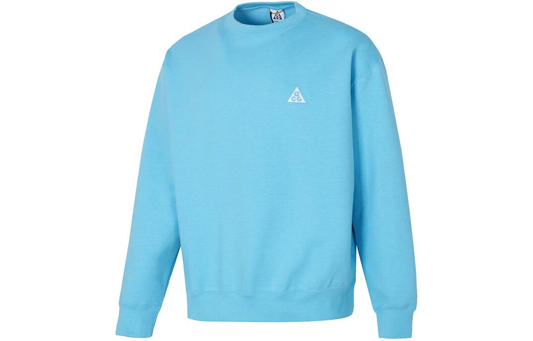 Nike Therma FIT Letter Embroidery Fleece Lined Crew Neck Training Sports Sweatshirt Men's Sky Blue