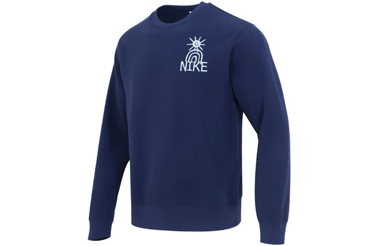 Nike Sweatshirts Men's Dark Navy Blue Crew Neck Moderate Regular