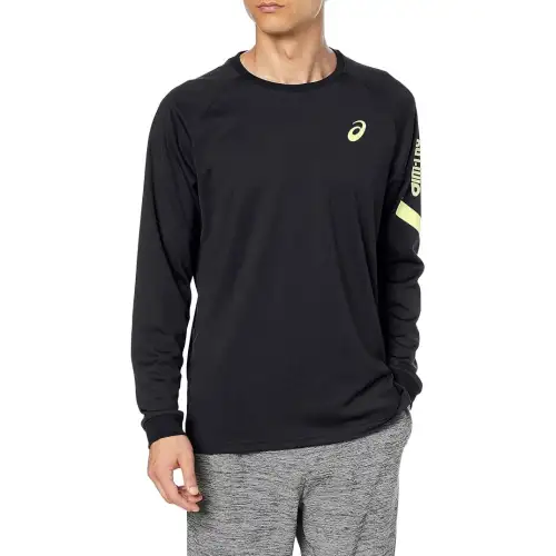 ASICS T Shirts Men's Black Crew Neck Moderate Straight Fit
