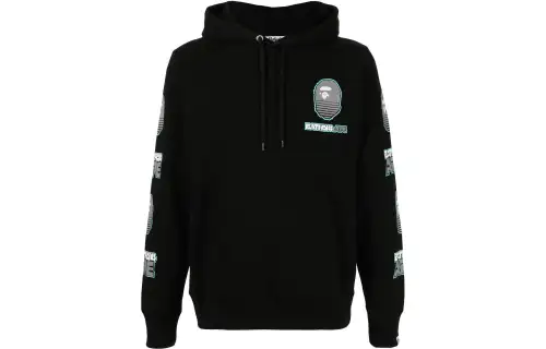 A BATHING APE Sweatshirts Men's Black Hooded Moderate Regular