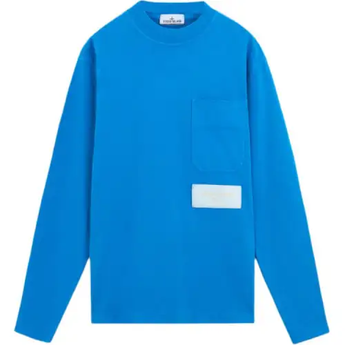 STONE ISLAND MARINA T Shirts Men's Bright Blue Crew Neck Moderate Straight Fit