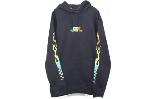 Vans GLOW FLAME Sweatshirts Unisex Black Hooded Moderate Regular