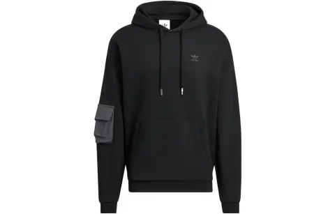 Adidas Originals Sweatshirts Men's Black Hooded Moderate Straight Fit