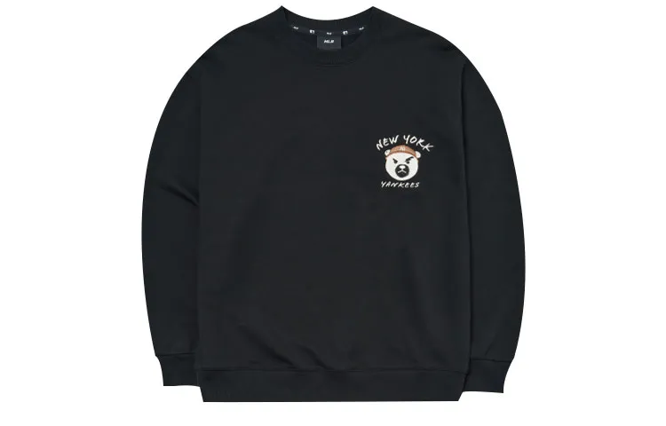 MLB Sweatshirts Unisex Black Crew Neck Moderate Straight Fit