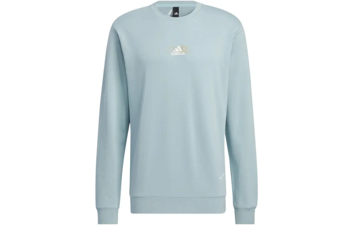 Adidas Sweatshirts Unisex Cyan Crew Neck Moderate Straight Fit