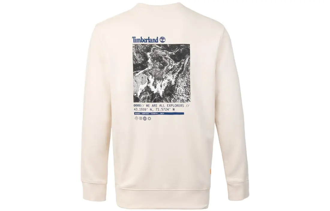 Timberland Sweatshirts Men's White Crew Neck Moderate Straight Fit