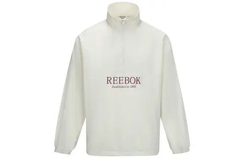 Reebok Sweatshirts Unisex Ecru Stand Collar Moderate Regular