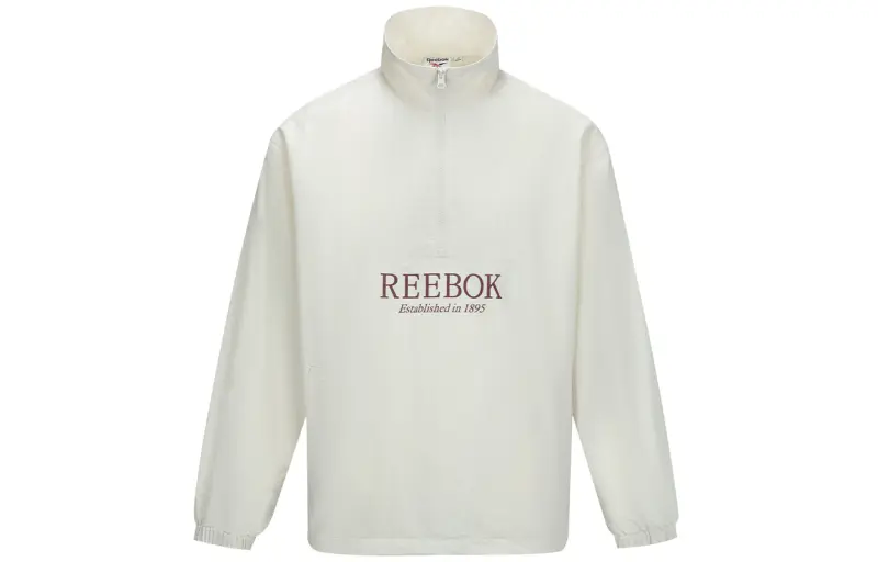 Reebok Sweatshirts Unisex Ecru Stand Collar Moderate Regular