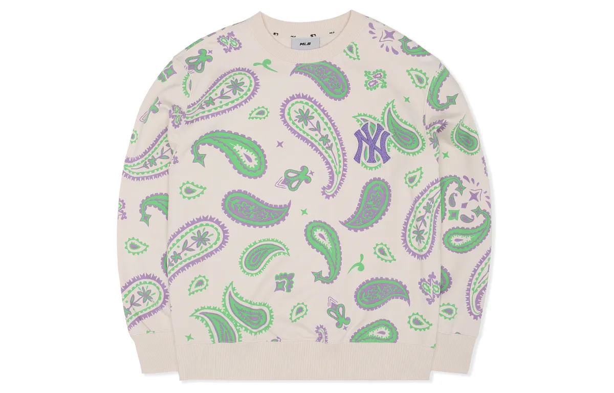 MLB Paisley Sweatshirts Unisex Cream Crew Neck Moderate