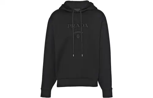 PRADA Sweatshirts Men's Black Hooded Moderate Regular