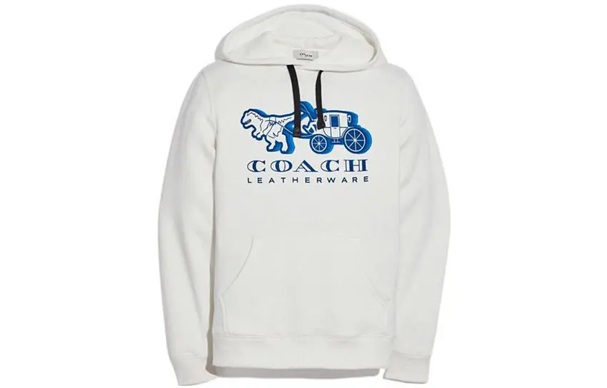 COACH Sweatshirts Men's White Hooded Moderate Regular