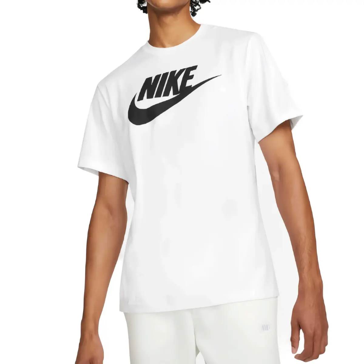Nike T-Shirts Men's White Crew Neck Moderate Straight Fit