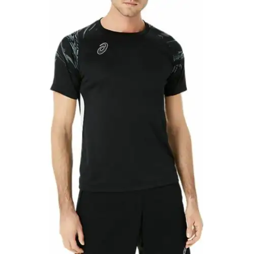 ASICS T Shirts Men's Black Crew Neck Moderate Straight Fit