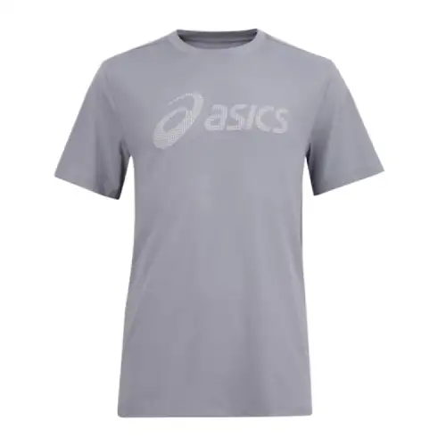 ASICS T Shirts Men's Gray Crew Neck Moderate Straight Fit